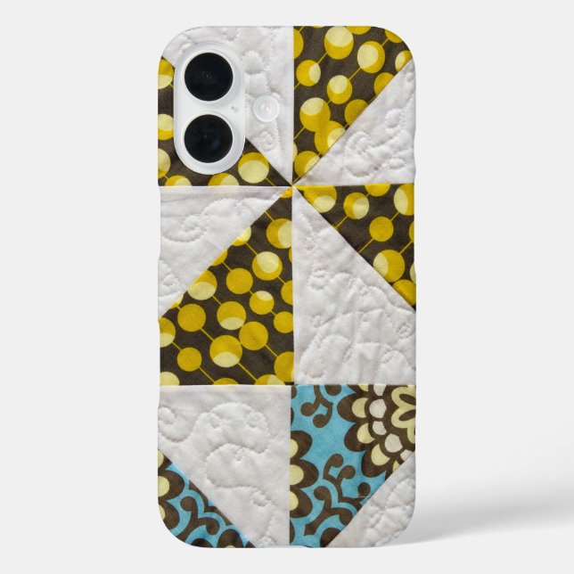 Funda iPhone 16 Patrón de colcha anticuado (Reverso )