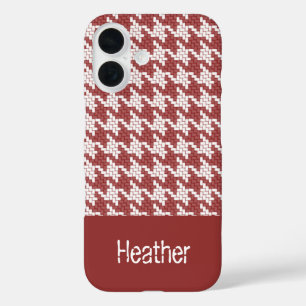 Funda iPhone 16 Patrón de colchón de color marrón y blanco monogra