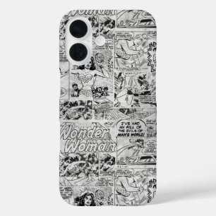 Funda iPhone 16 Patrón de Cómic Antiguo de Mujer Maravilla