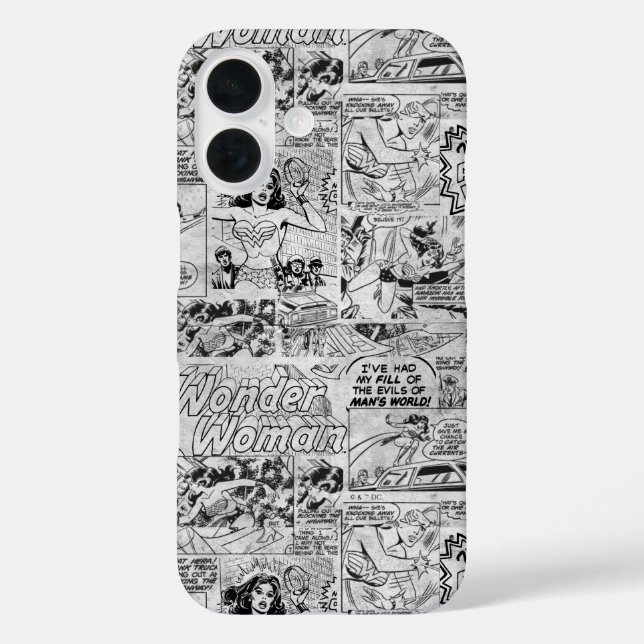Funda iPhone 16 Patrón de Cómic Antiguo de Mujer Maravilla (Reverso )