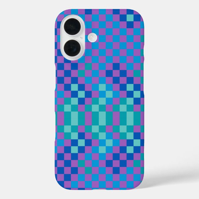 Funda iPhone 16 Patrón de comprobación de serpientes retro (Reverso )