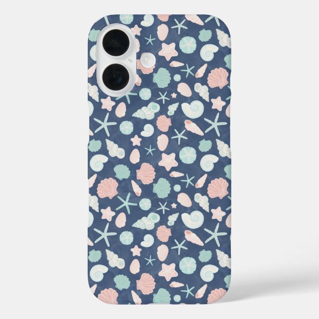 Funda iPhone 16 patrón de conchas marinas (Reverso )