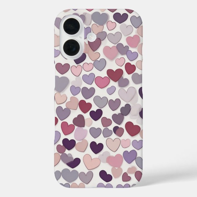 Funda iPhone 16 Patrón de corazón geométrico (Reverso )