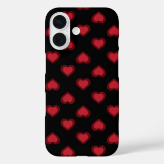 Funda iPhone 16 Patrón de corazones rojos