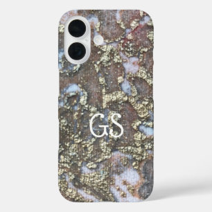 Funda iPhone 16 Patrón de cosecha de melocotón blanco y dorado mon