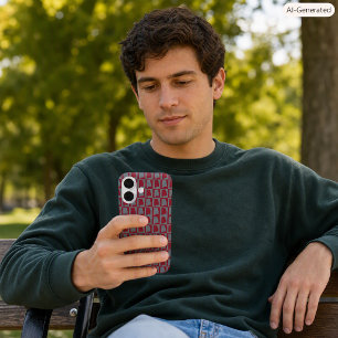 Funda iPhone 16 Patrón de cuadros de la silueta del estado de Alab