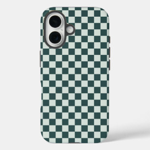 Funda iPhone 16 Patrón de cuadros de musgo verde bosque