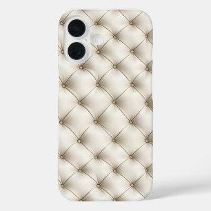 Funda iPhone 16 Patrón de cuero blanco inducido