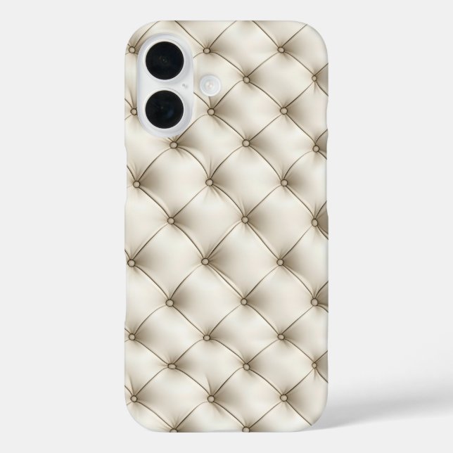 Funda iPhone 16 Patrón de cuero blanco inducido (Reverso )
