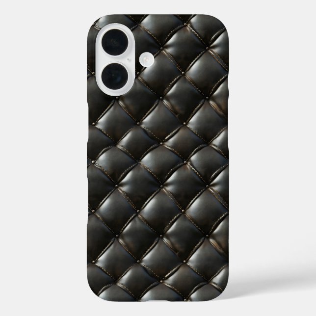 Funda iPhone 16 Patrón de Cuero Negro (Reverso )