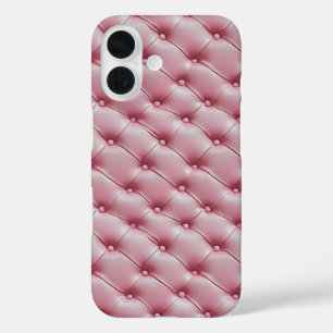 Funda iPhone 16 Patrón de Cuero Rosa