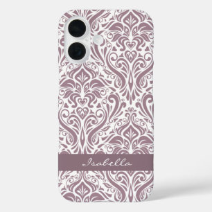 Funda iPhone 16 Patrón de Damasco de Lavanda Antiguo Personalizado