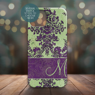 Funda iPhone 16 Patrón de Damasco de Vintage con monograma