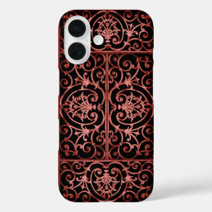 Funda iPhone 16 Patrón de desplazamiento rojo y negro