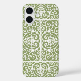 Funda iPhone 16 Patrón de desplazamiento verde oliva