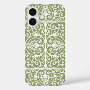 Funda iPhone 16 Patrón de desplazamiento verde oliva