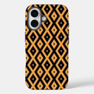 Funda iPhone 16 Patrón de diamante amarillo y negro