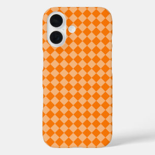 Funda iPhone 16 Patrón de diamante de cuadros naranja