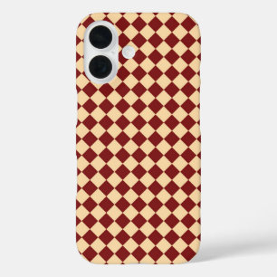 Funda iPhone 16 Patrón de diamante de cuadros rojos y amarillos