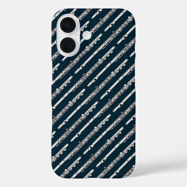 Funda iPhone 16 Patrón de dibujo de flauta (Reverso )