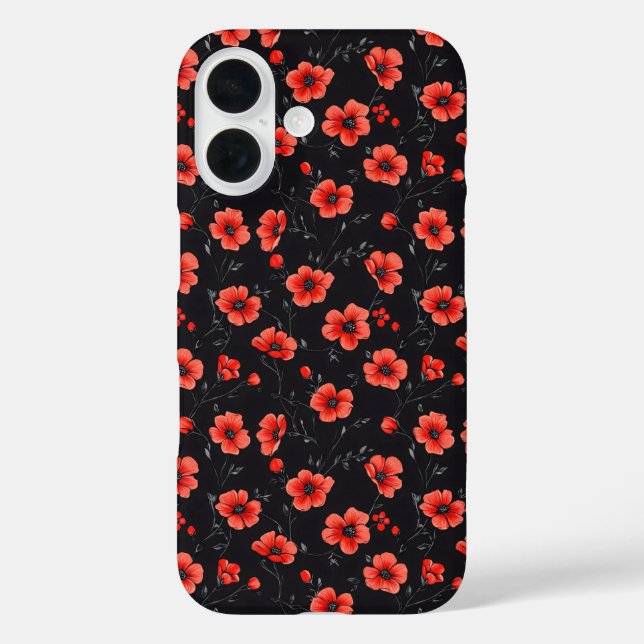 Funda iPhone 16 Patrón de disquete rojo (Reverso )