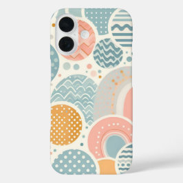 Funda iPhone 16 Patrón de Doodle Geométrico Jugativo