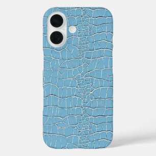 Funda iPhone 16 Patrón de efecto de cuero azul