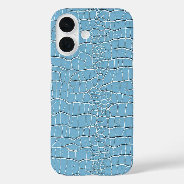 Funda iPhone 16 Patrón de efecto de cuero azul (Reverso )