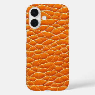 Funda iPhone 16 patrón de efecto de cuero naranja