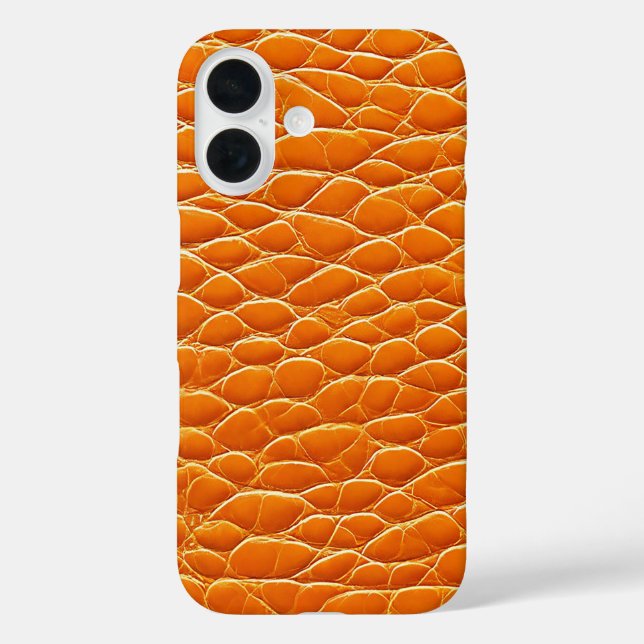 Funda iPhone 16 patrón de efecto de cuero naranja (Reverso )