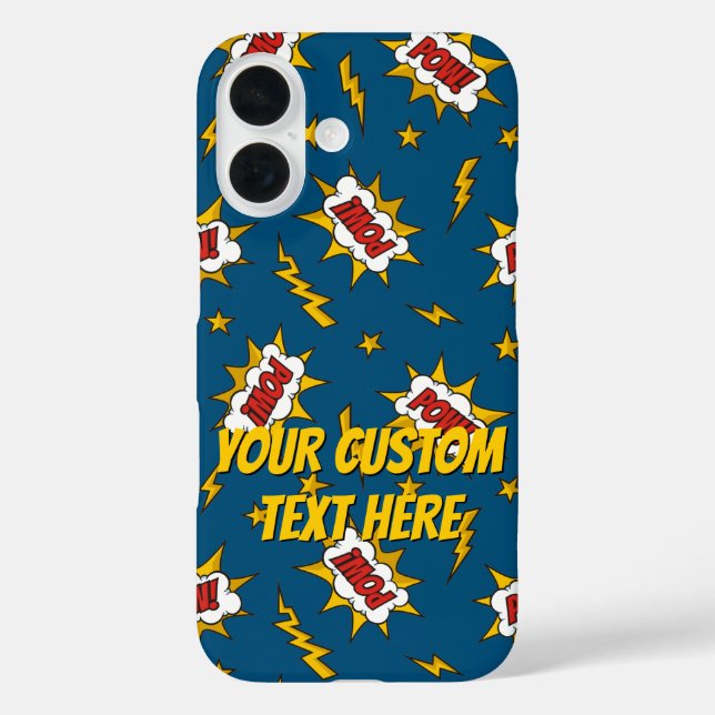 Funda iPhone 16 Patrón de efecto de sonido de comic (Reverso )