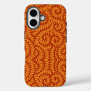 Funda iPhone 16 Patrón de enredadera frondosa de color amarillo do