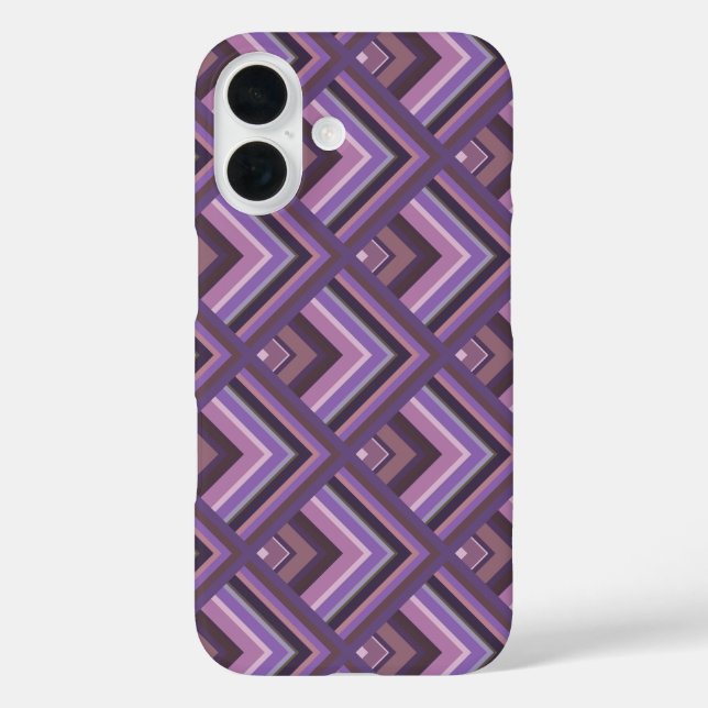 Funda iPhone 16 Patrón de escala de franjas malvas (Reverso )
