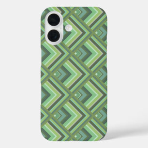 Funda iPhone 16 Patrón de escala de rayas verdes olivares