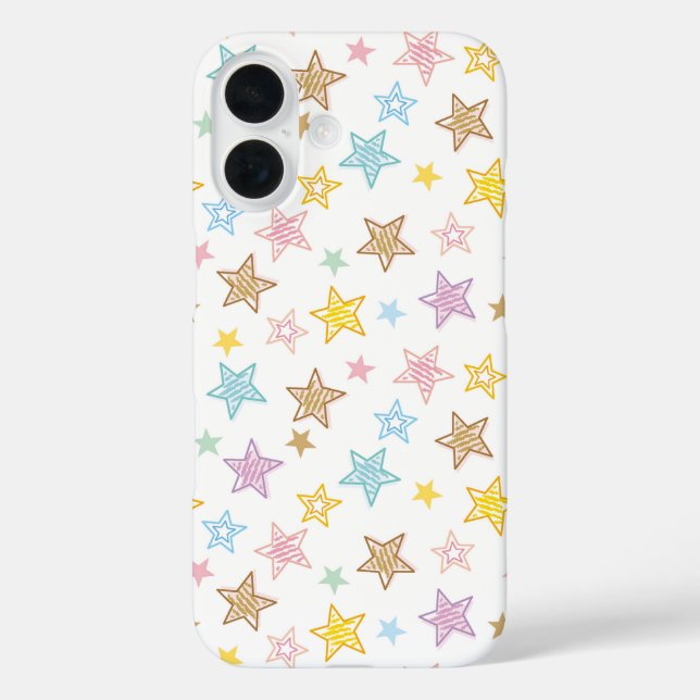 Funda iPhone 16 Patrón de Estrellas Dibujadas (Reverso )
