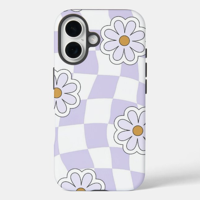 Funda iPhone 16 Patrón de flor retro (Reverso )