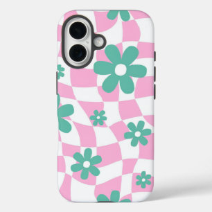 Funda iPhone 16 Patrón de flor retro