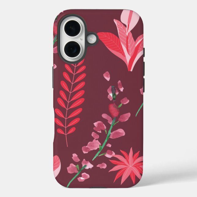 Funda iPhone 16 Patrón de flores (Reverso )