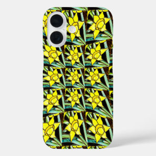 Funda iPhone 16 Patrón de flores amarillas y valiosas