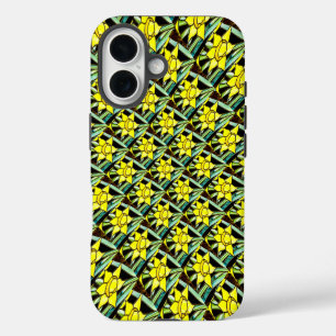 Funda iPhone 16 Patrón de flores amarillas y valiosas