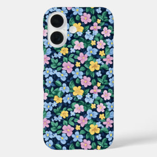 Funda iPhone 16 Patrón de flores de primavera