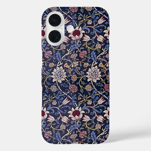 Funda iPhone 16 Patrón de flores de William Morris Evenlode (Reverso )