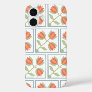 Funda iPhone 16 Patrón de flores decorativas modernas