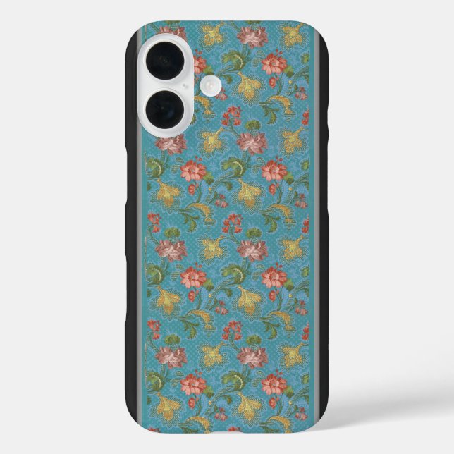 Funda iPhone 16 Patrón de flores multicolor (Reverso )