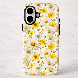 Funda iPhone 16 Patrón de flores silvestres acuarela amarilla 