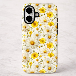 Funda iPhone 16 Patrón de flores silvestres acuarela amarilla 