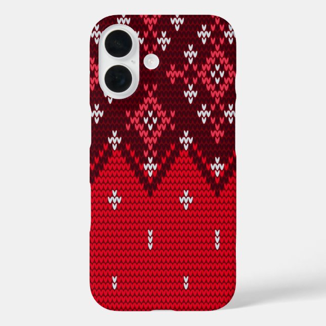 Funda iPhone 16 Patrón de folclore suéter de vacaciones feas (Reverso )