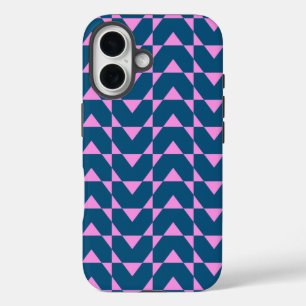 Funda iPhone 16 Patrón de formas geométricas modernas en azul y ro