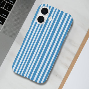 Funda iPhone 16 Patrón de franjas de cosecha azul