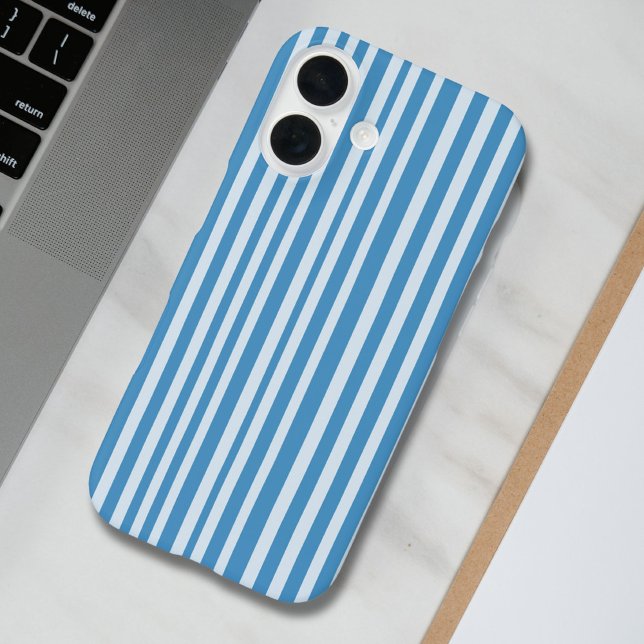 Funda iPhone 16 Patrón de franjas de cosecha azul (Subido por el creador)